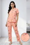 Zivame Farm Lore Knit Cotton Pyjama Set - Peach Pearl — thumbnail 1